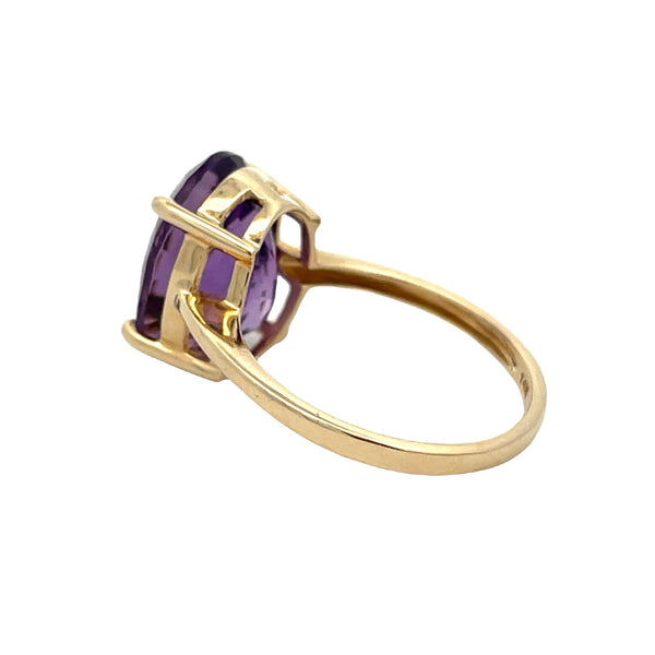 Genuine 6.50ct Amethyst Ring 14KT Yellow Gold