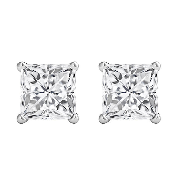 V3 Jewelry 2.75CT Natural White Topaz Sterling Silver Women's Square Stud Earrings