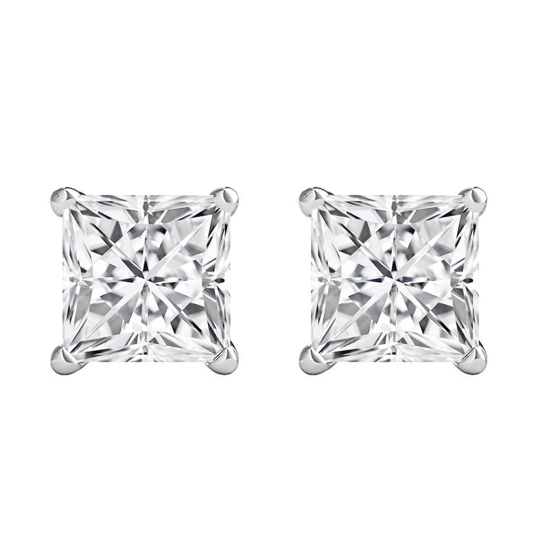 V3 Jewelry 2.75CT Natural White Topaz Sterling Silver Women's Square Stud Earrings