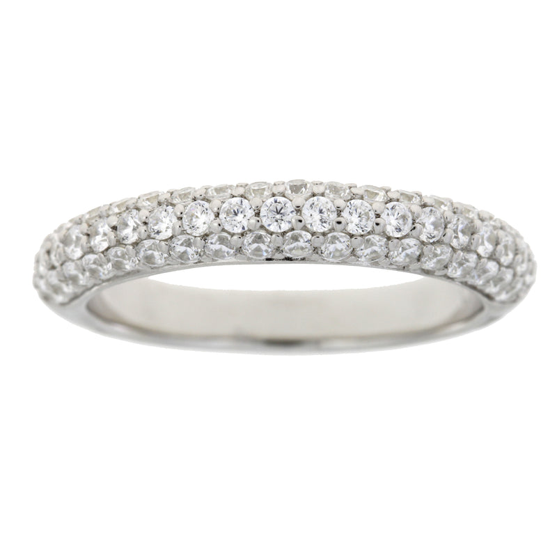 Cubic Zirconium Wedding Band Ring Sterling Silver