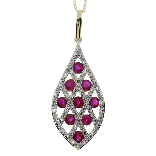 .58ct Ruby Diamond Fashion Pendants 14KT Yellow Gold