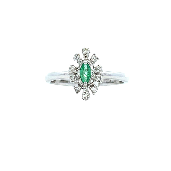 Natural .24ct Emerald Diamond Ring 18KT White Gold