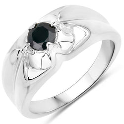 0.50 Carat Genuine Black Diamond .925 Sterling Silver Ring