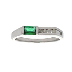 .06ct Created Emerald Diamond Ring 10KT White Gold