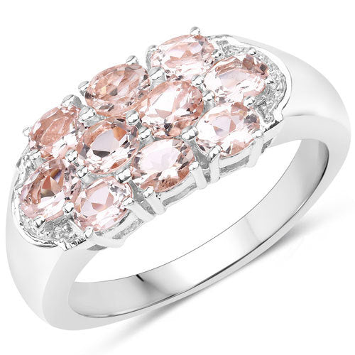 1.50 Carat Genuine Morganite .925 Sterling Silver Ring