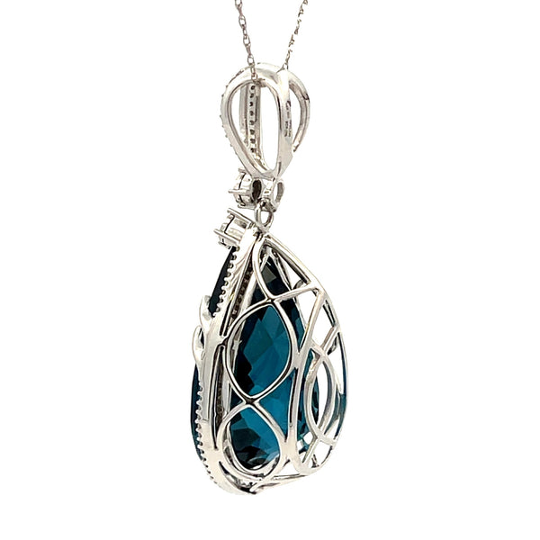 London Blue Topaz Fashion Pendants 14KT White Gold