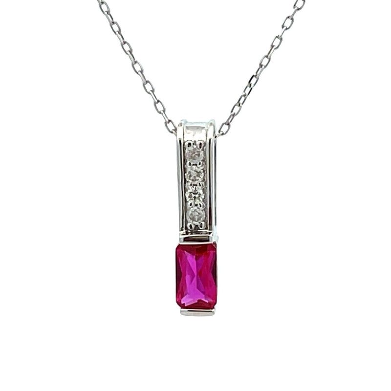 Created Ruby Diamond Fashion Pendants 10KT White Gold