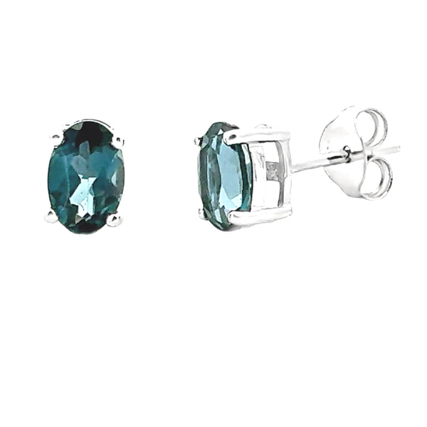 1.03ct London Blue Topaz Stud Earrings 10KT White Gold