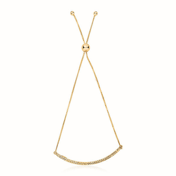 14k Yellow Gold Chain Bar Lariat Style Bracelet