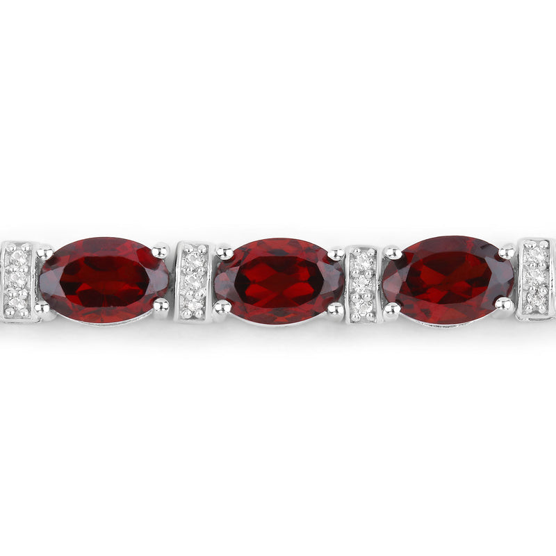 5.75 Carat Genuine Garnet and White Topaz .925 Sterling Silver Bracelet