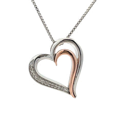 Diamond Heart Love Pendant Sterling Silver 10KT Gold