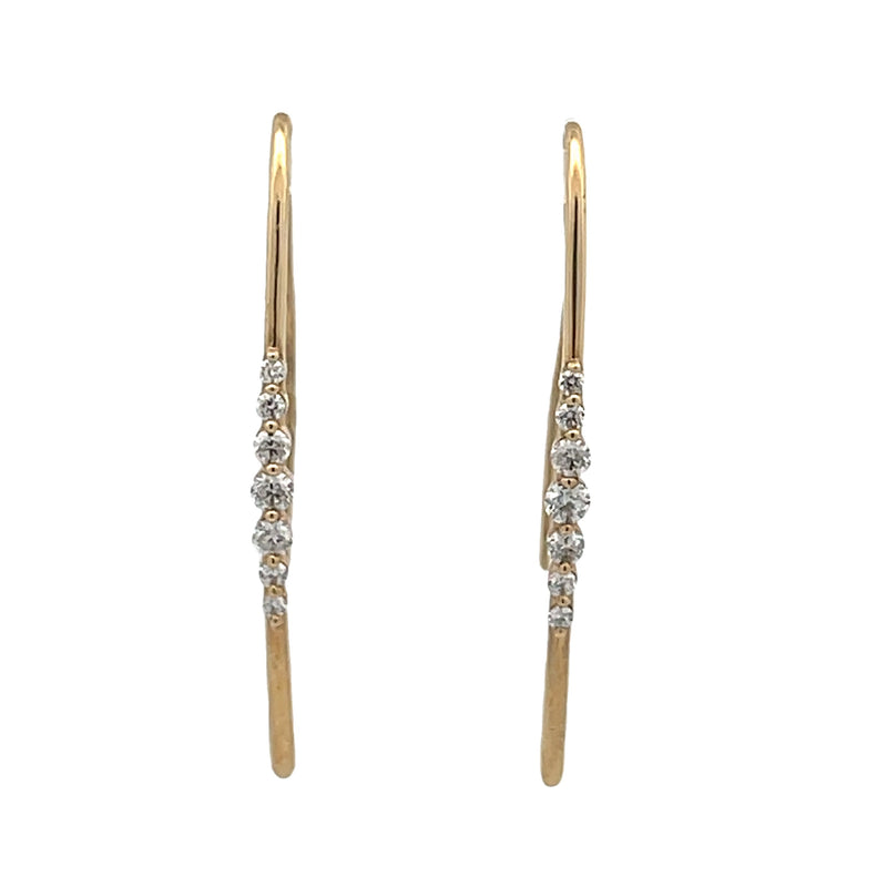 Natural .50ct Diamond Dangle Earrings 10KT Yellow Gold