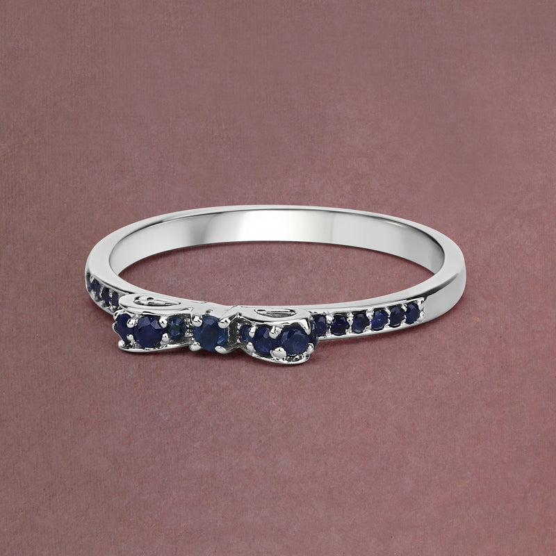 0.31 Carat Genuine Blue Sapphire 14K White Gold Ring