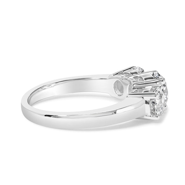 14K White Gold 2.00 Cttw Lab Grown Diamond 3 Stone Ring Band (F-G Color, VS1-VS2 Clarity) - Ring Size 7