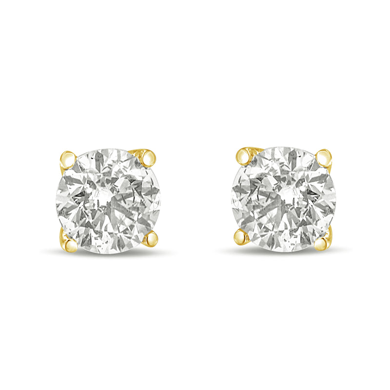 14K White Gold 1.0 Cttw Round Brilliant Cut Lab Grown White Diamond 4-Prong Classic Solitaire Stud Earrings (G-H Color, VS1-VS2 Clarity)