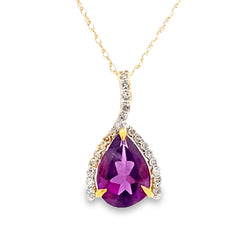 Amethyst Diamond Fashion Pendants 10KT Yellow Gold