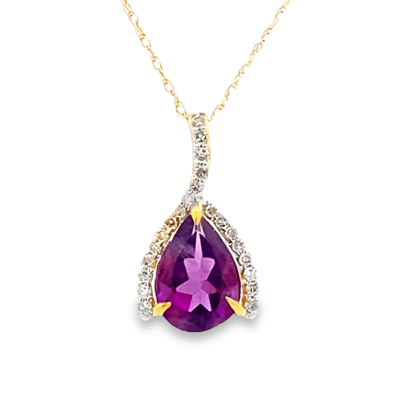 Amethyst Diamond Fashion Pendants 10KT Yellow Gold