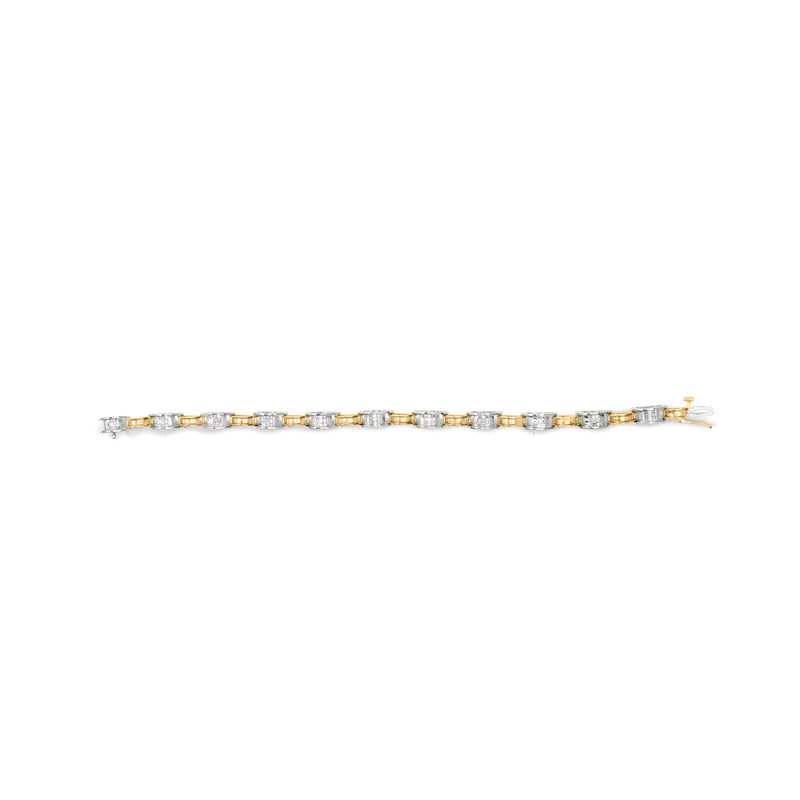 14K Two-Tone Gold 1.00 Cttw Princess-Cut Diamond Chain Link 7" Bracelet (H-I Color, SI1-SI2 Clarity)