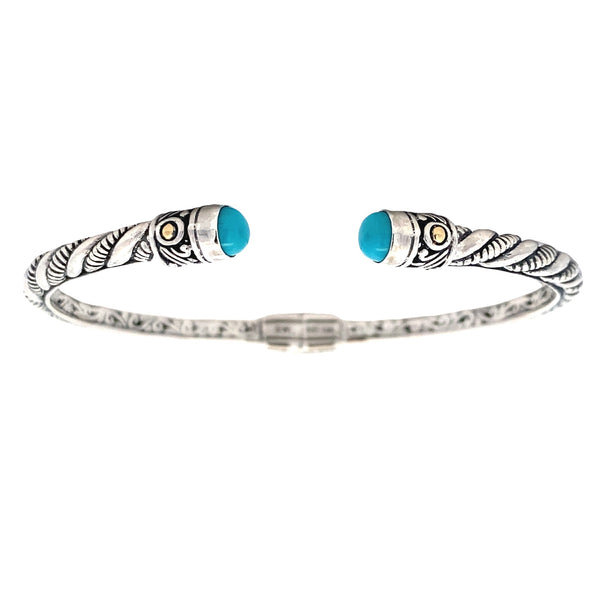 Turquoise Bangle Bracelet Sterling Silver 18KT Gold