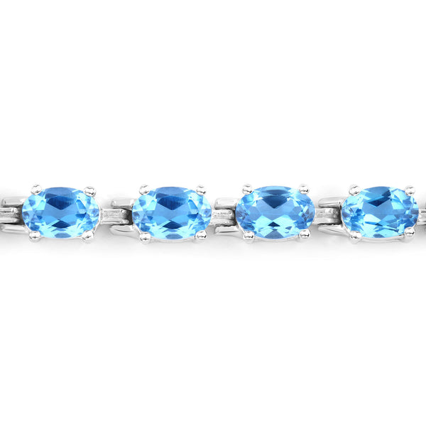 10.71 Carat Genuine Swiss Blue Topaz .925 Sterling Silver Bracelet