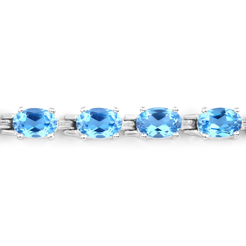 10.71 Carat Genuine Swiss Blue Topaz .925 Sterling Silver Bracelet