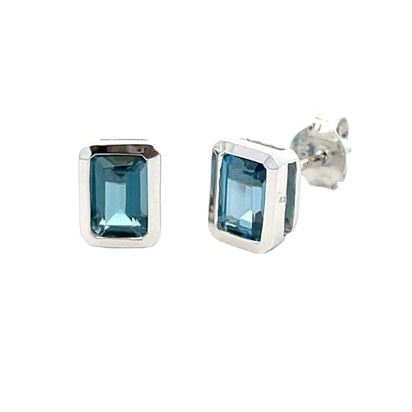 1.38ct London Blue Topaz Stud Earrings 10KT White Gold