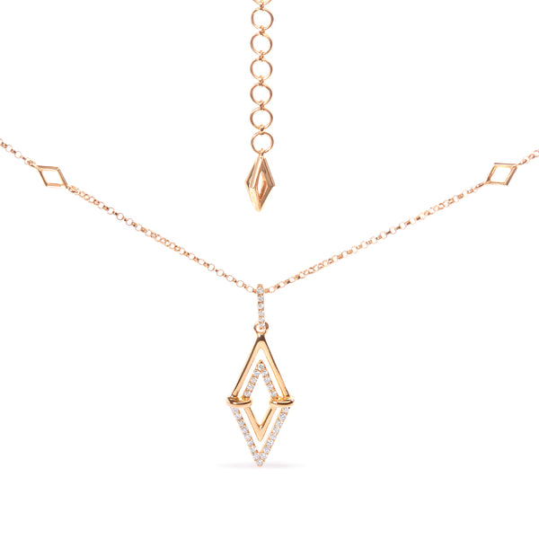 14K Yellow Gold 1/4 Cttw Diamond Double Triangle Geometric 18" Pendant Necklace (G-H Color, SI1-SI2 Clarity)