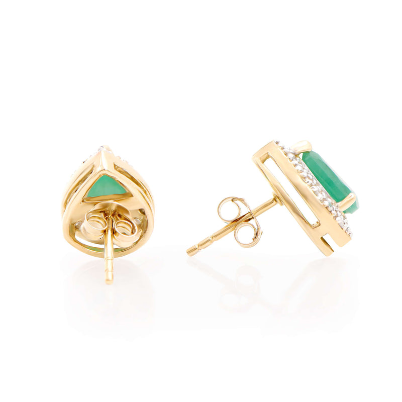 18k Yellow Gold Plated 925 Sterling Silver Emerald 0.12 Diamond Earrings for Women