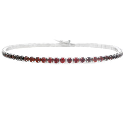 Natural Garnet Tennis Bracelet Sterling Silver