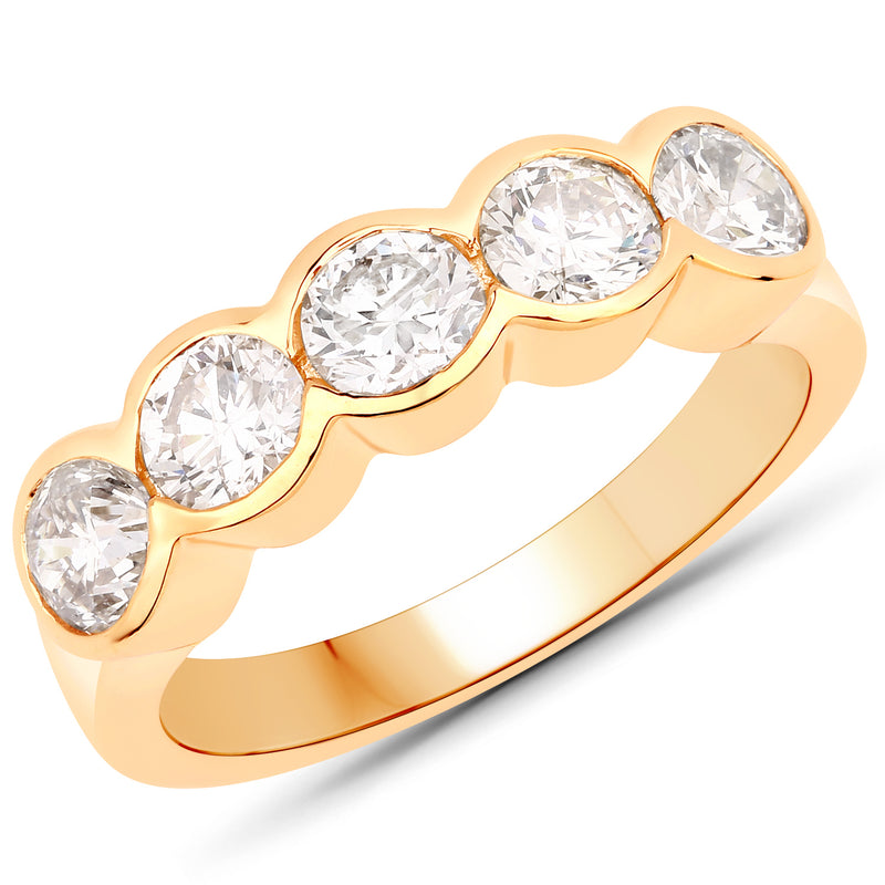 1.62 Carat Genuine White Diamond 14K Yellow Gold Ring