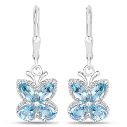 2.72 Carat Genuine Swiss Blue Topaz .925 Sterling Silver Earrings