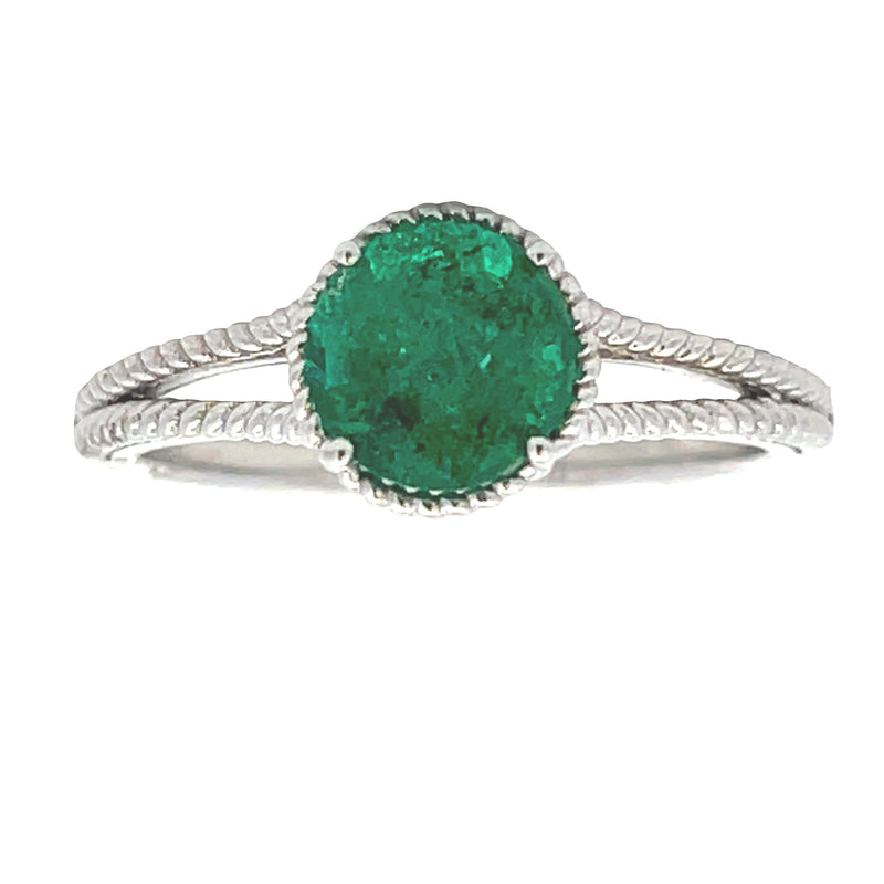 Natural 1.28ct Emerald  14KT White Gold