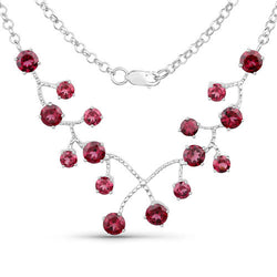 6.00 Carat Genuine Rhodolite Garnet .925 Sterling Silver Necklace