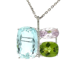 Blue Topaz Peridot Fashion Pendants 14KT White Gold