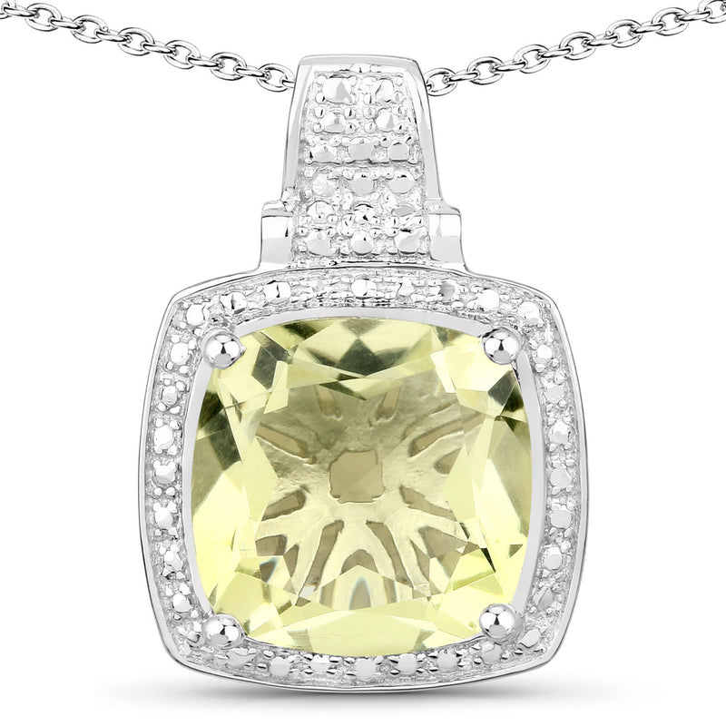 5.70 Carat Genuine Lemon Quartz .925 Sterling Silver Pendant