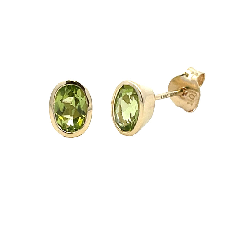 Genuine .87ct Peridot Stud Earrings 10KT Yellow Gold