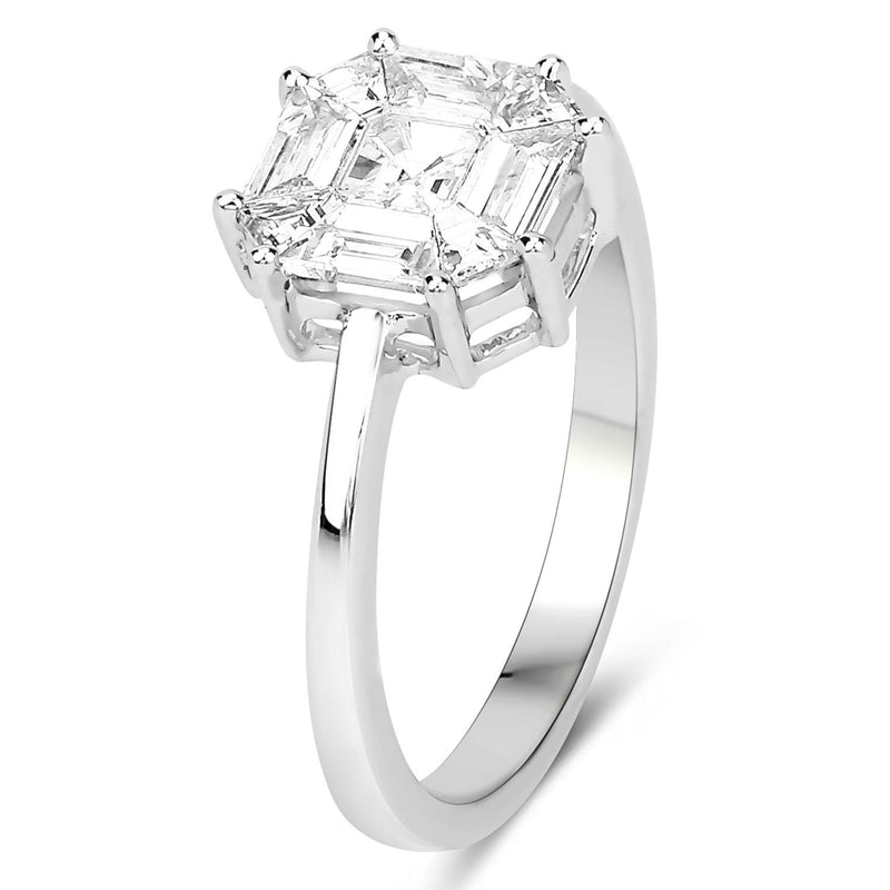 0.99 Carat Genuine White Diamond 18K White Gold Ring