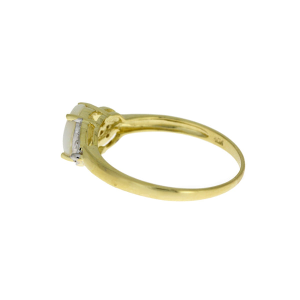 Genuine .43ct Opal Diamond Ring 10KT Yellow Gold