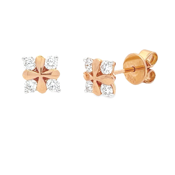 Natural .38ct Diamond Stud Earrings 18KT Rose Gold