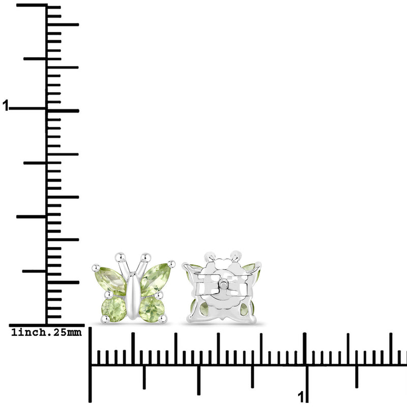 1.00 Carat Genuine Peridot .925 Sterling Silver Earrings