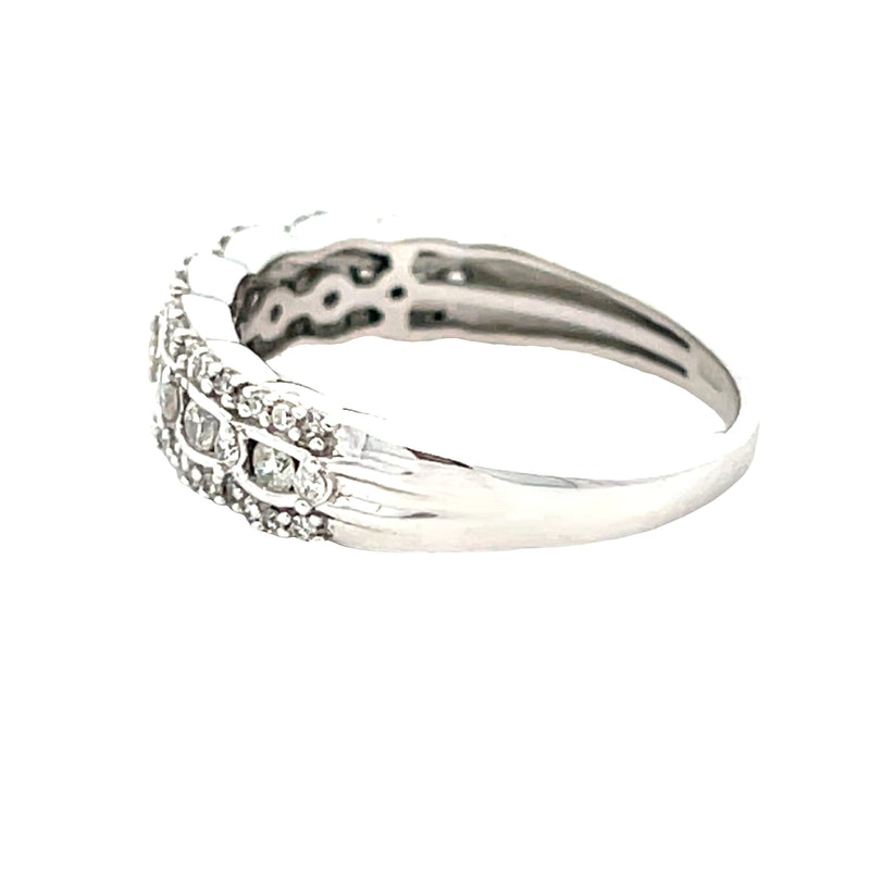 Natural .50ct Diamond Wedding Band Ring 14KT White Gold