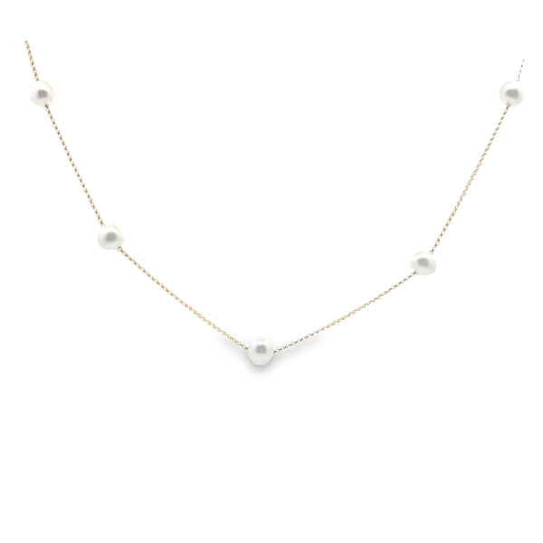 Natural FW Pearl Necklace 14KT Yellow Gold