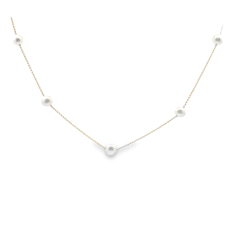 Natural FW Pearl Necklace 14KT Yellow Gold