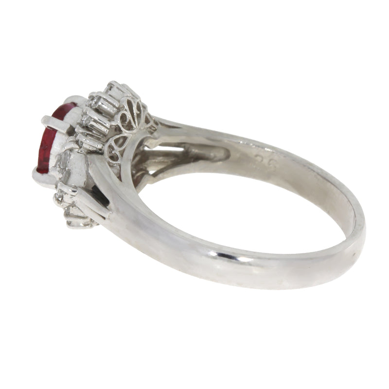 Natural 1.14ct Ruby Diamond Ring .900 Platinum