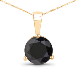 1.87 Carat Genuine Black Diamond 14K Yellow Gold Pendant