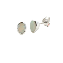 Genuine .67ct Opal Stud Earrings 10KT White Gold