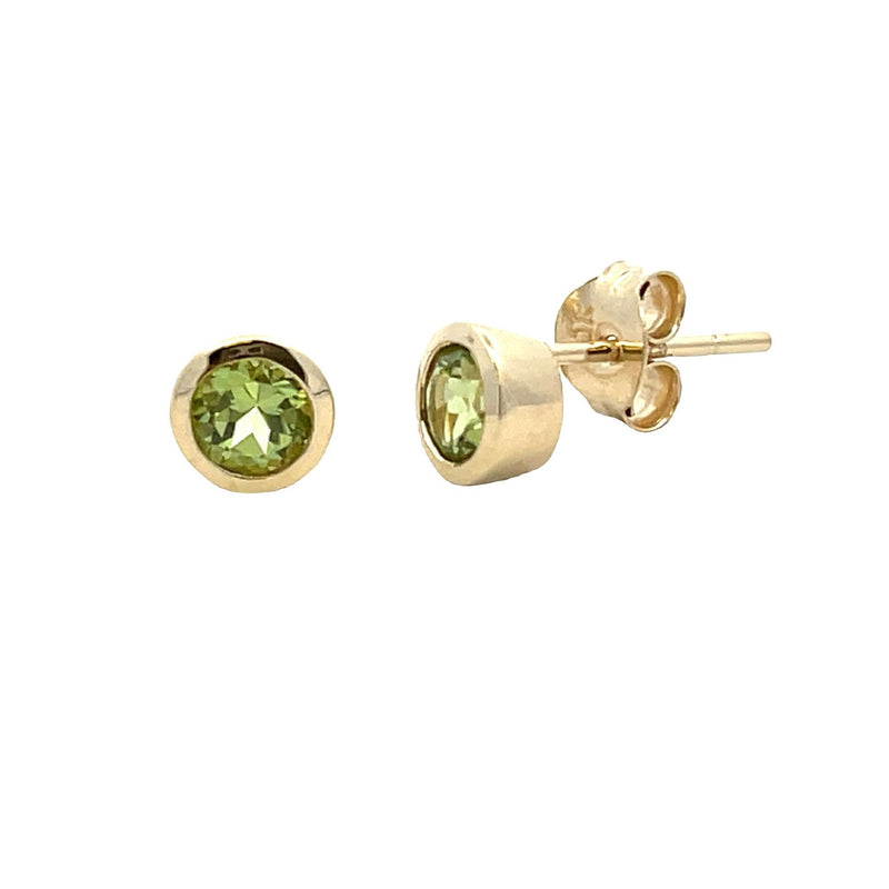 Genuine .56ct Peridot Stud Earrings 10KT Yellow Gold