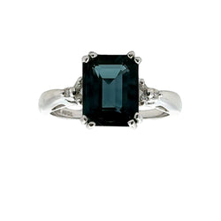 2.18ct London Blue Topaz Diamond Ring 10KT White Gold