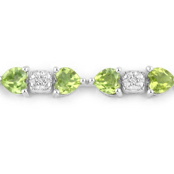 9.78 Carat Genuine Peridot and White Diamond .925 Sterling Silver Bracelet