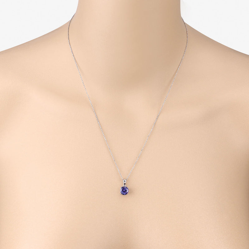 2.17 Carat Genuine Tanzanite 14K White Gold Pendant